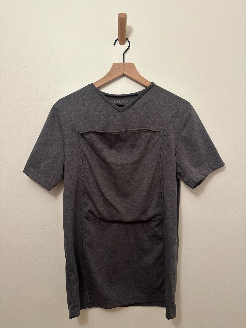 Lalabu Dad Shirt | Men's Short Sleeve V-Neck Pocket Tee | Charcoal Gray